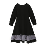 Kid Girls Spring Autumn Long-sleeved Solid Dress