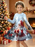 3-12Y Girls Long Sleeve 3D Printed New Year Dress