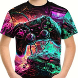 Kid Boy Gamepad 3D Printed Summer Fashion Short Sleeves T-shirt Tops