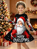 3-12Y Kid Girls Autumn Winter Christmas Long Sleeve 3D Dresses