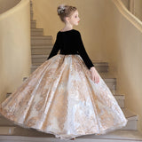 2-12T Kid Girl Light Luxury Niche Birthday Princess Host Piano Performance Dresses