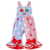 Independence Day Holiday USA Bow Star Stripe Jumpsuit Pants