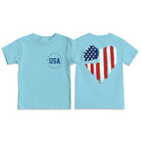 Kid Boy Girl USA Independence Day Printed Crew Neck Short Sleeve T-Shirt