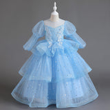 3-12T Kid Girls Host Catwalk Piano Performance Flower Wedding Dresses