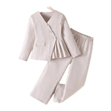 5-14Y Kid Girls Suit Fashion Suit Casual School Suits 2 Pcs Set