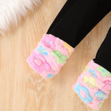 1-8Y Kid Baby Girls Autumn Winter Long-sleeved Fluffy Suits 2 Pcs Set
