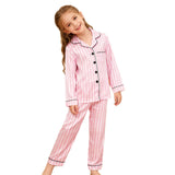 5-12Y Kid Girl Pajamas Autumn Winter Satin Long-sleeved Loungewear Pajamas