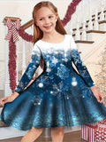 Christmas Crew Neck Dress Girls Korean Version Fashion Foreign Style Long Sleeve Snowflake