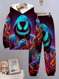 New Trendy Children's Fashion Casual Spider Hooded Sweatshirt Two-piece Set