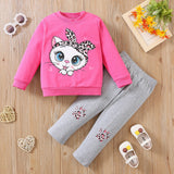 1-8Y Kid Baby Girls Suit Spot Cartoon Cute Suit 2 Pcs Set
