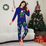 Family Matching Homewear Parent-Child Green Dinosaur Santa Pajamas