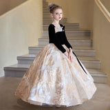 2-12T Kid Girl Light Luxury Niche Birthday Princess Host Piano Performance Dresses
