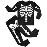 2-12T Kid Halloween Boys Glow Skeleton Pajamas 2 Pcs Set