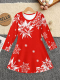 3-12Y Kid Girl Christmas Autumn Long-sleeved 3D Printing Dresses