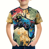 Kid Boy Gamepad 3D Printed Summer Fashion Short Sleeves T-shirt Tops
