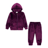 6M-14T Kid Baby Boy Girl Autumn Golden Velvet Suits 2 Pcs Set