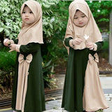 Kid Baby Girls Spring Autumn Long-sleeved Casual Dress With Headscarf