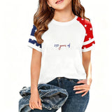 Kid Girl USA Independence Day 250th Anniversary Trend Loose Casual T-Shirt Tops