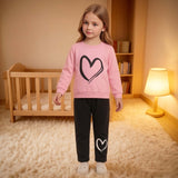 1-6T Kid Girl Ins Love Long-sleeved Fashion Suit 2 Pcs Set