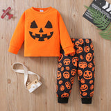 1-6Y Kid Baby Boy Girl Halloween Full Print Loungewear Pajamas Suits 2 Pcs Set
