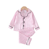 6M-4T Baby Girl Imitation Silk Striped Loungewear Long-sleeved Pajamas
