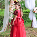 4-14T Kid Girl Princess Temperament Long Dress Mesh Christmas Dresses
