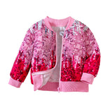 Kid Girls Autumn Winter Mlticolor Printed Zipper Baseball Uniform Coat