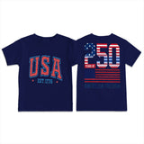 Kid Girl Boy Crew Neck Independence Day Short Sleeve Loose Casual T-Shirt Tops