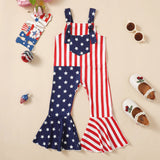 Independence Day Kid Baby Girls Summer Sleeveless Striped Star Print Pants