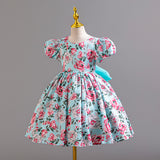 2-10T Kid Girls Floral Bow Princess Backless Birthday Dress