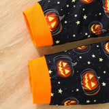 1-8Y Kid Baby Boys Girl Halloween Cartoon Pajamas Jack-o-lantern 2 Pcs Set