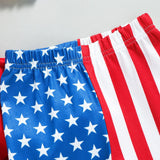 Independence Day Kid Baby Girl Fly Sleeve Love Star Stripe Flared 2 Pcs Set