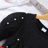 Girl Xiaoxiangfeng Bow Waist Knitted Splicing Wave Mesh Princess Dress
