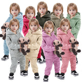 Kid Boy Girl Suit Fleece Thick Sports 2 Pcs Sets