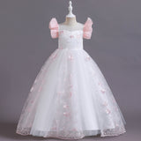Kid Girl Embroidered Princess Lace Trendy Host Show Dresses