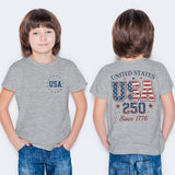 Kid Boy Girl Crew Neck Top Fashion Comfortable Independence Day T-shirt