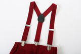 6M-3Y Baby Boy Formal Suit Long Sleeve Plaid Overalls Suit 4 Pcs Set