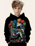 3-12T Kid Boy Girl Long-sleeved 3D Digital Game Console Astronaut Print Hoodie