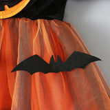 Halloween Kid Baby Girls Long Sleeve Mesh Pumpkin Dress