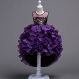 Kid Girls Bronzing Embroidery Trailing Performance Dress