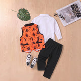 3-8Y Kid Boys Halloween Pumpkin Witch Print 3 Pcs Set