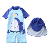 Kid Boy Shark Beach Sunscreen Hooded Swimsuit
