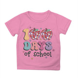 Kid Girl Boy 100 Days of School Print Round Neck Short Sleeve T-shirt Tops