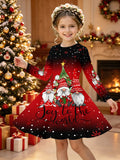 Kid Girl Christmas Autumn Winter Long Sleeve 3D Dresses For 3-12Y
