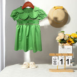 Kid Baby Girls Summer Embroidered Four-leaf Cute Doll Dress