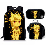 Kid Naruto Printed Backpack 3 Pcs Schoolbags
