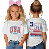 Kid Girl Boy Crew Neck Independence Day Short Sleeve Loose Casual T-Shirt Tops