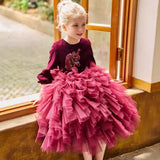 Kid Baby Girl Wedding Long Sleeve Show Birthday Princess Cake Dresses