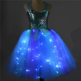 1-10T Kid Baby Girls Halloween Glowing Mermaid Princess Dresses
