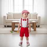 Baby Boy Summer Gentleman Suit  Bow Tie Climbing  5 pcs Sets